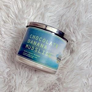 New! Bath and Body Works CHOCOLATE BANANA MUDSLIDE scented three wick candle